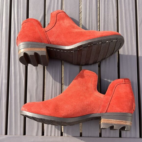 Sorel Boots Womens Size 9.5 Suede Red Lolla Cut Out Bootie 9.5 Waterproof NEW - Picture 1 of 9